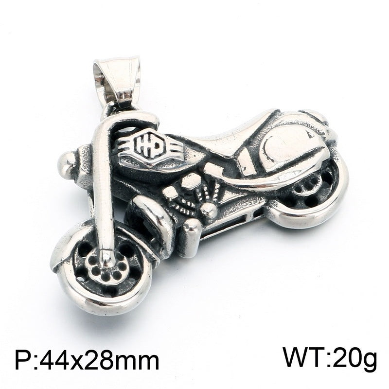 Hip Hop Punk Titanium Steel Motorcycle Pendant Motorcycle Bike Racing Men's Stainless Steel Necklace