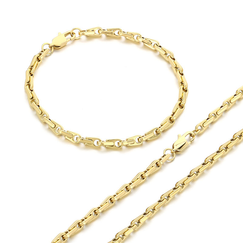 Japan Korea Fashion Melon Seed Chain Bracelet Necklace Set