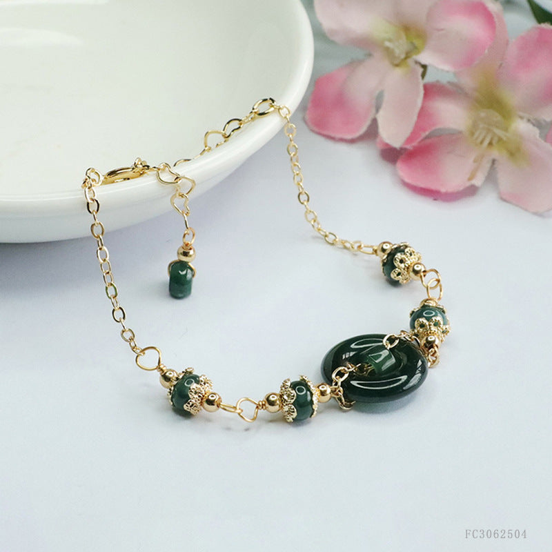 Blue Water Jadeite Peace Ring 15 mm Bracelet