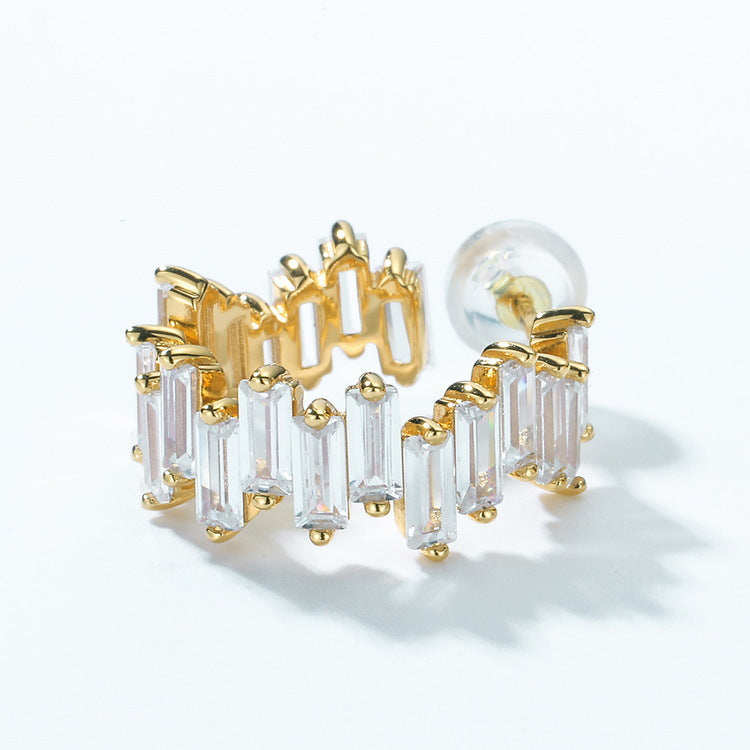 S925 Sterling Silver Gold-Plated Geometric Stud Earrings