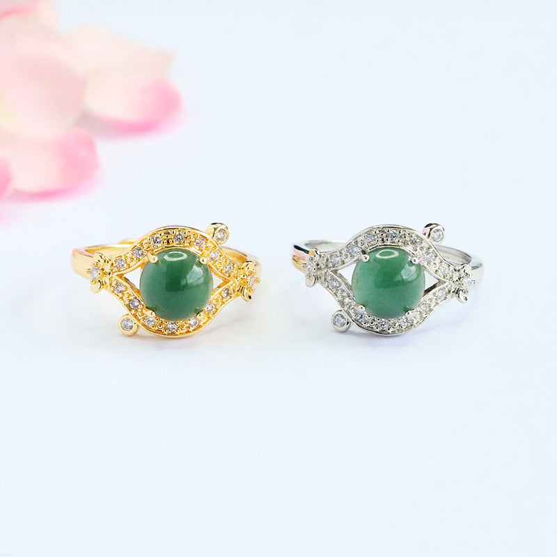 Blue Water Jadeite Dewdrop Ring