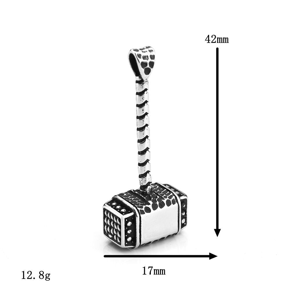 Planderful Mjolnir Necklace Titanium Steel Thor Hammer Pendant For Men And Women Cool Streetwear