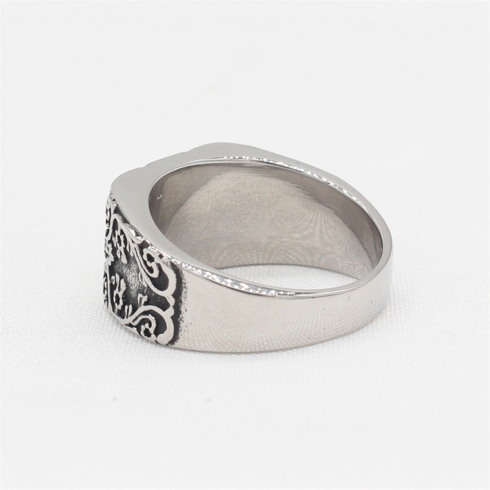 Planderful Titanium Steel Ring For Men Unisex Spade Retro