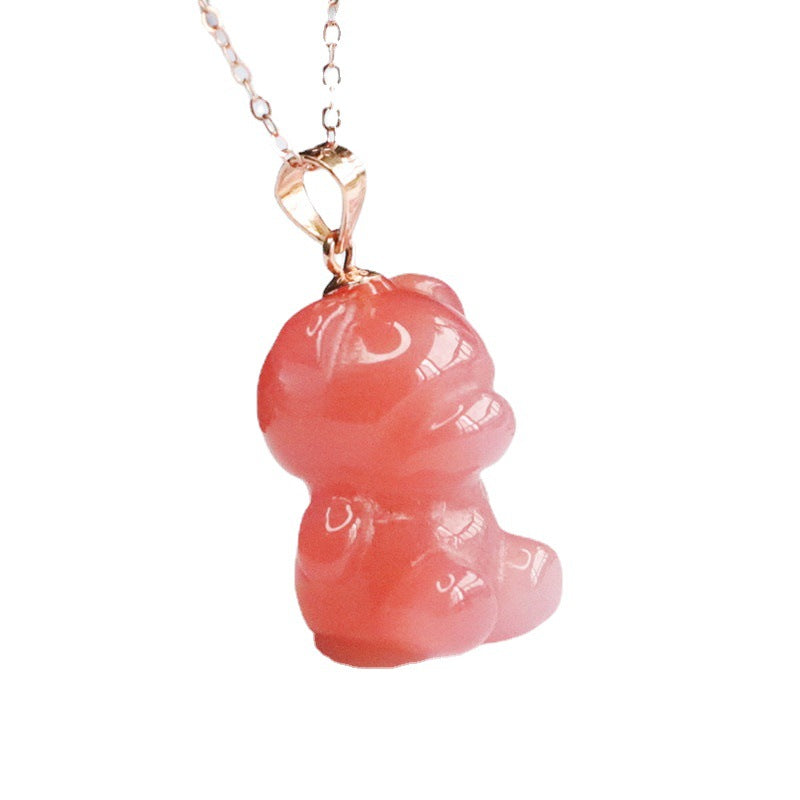 Yanyuan Agate Teddy Bear 925 Silver Pendant — No Chain
