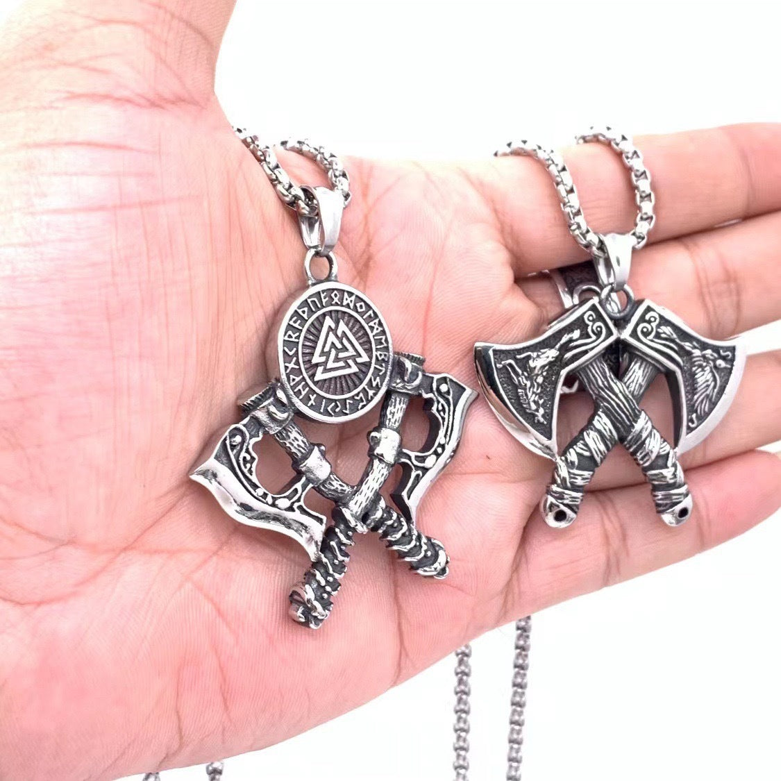 Planderful Viking Odin Axe Shield Pendant Titanium For Men
