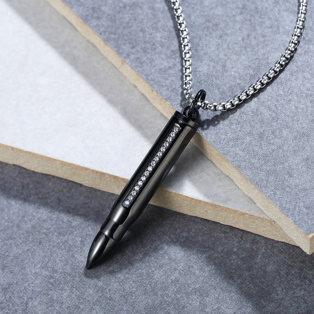 Planderful Elegant Titanium Steel Pendant With Zircon Inlay For Unisex Protection Jewelry