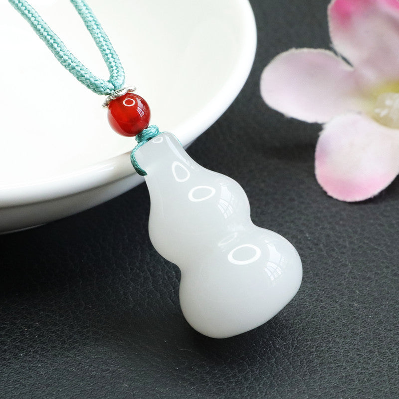 Golden Silk Jade Gourd Pendant