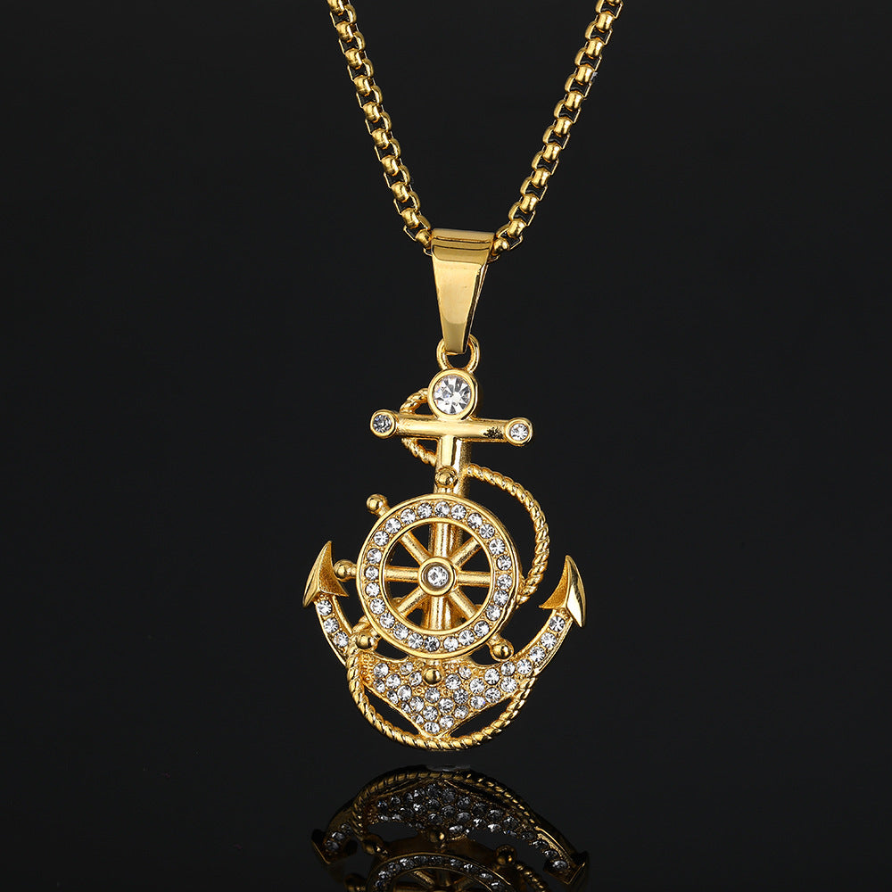 Steel Pendant - Elegant Navy Anchor