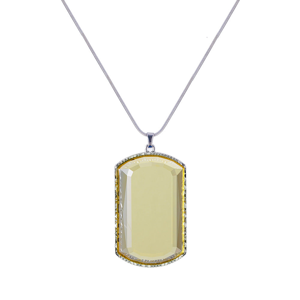 Planderful Colorful Square Crystal Pendant Necklace for Women Sparkling Everyday Genie Collection