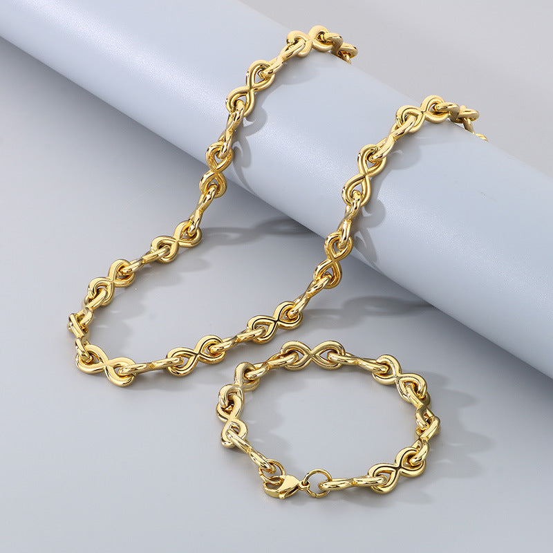 New Fashionable 8 Shape Bracelet And Infinity Necklace Set