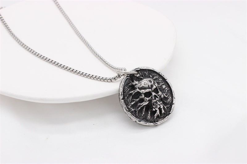 Skull Medallion Titanium Steel Pendant Necklace