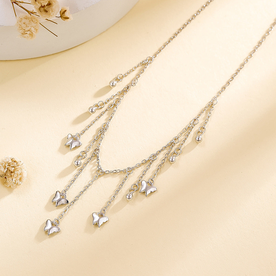 S925 Sterling Silver Light Luxury Butterfly Necklace for Women