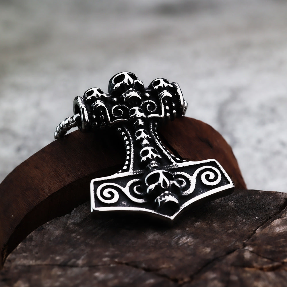 Planderful Shop Skull Pendant Stainless Steel Retro Norse Legacy For Men Personalize Halloween Accessory