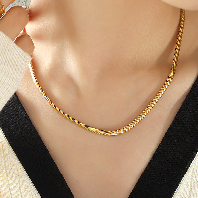 Elegant Gold-Plated Snake Chain Necklace with a Touch of European Flair