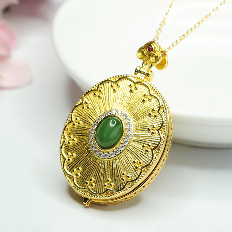 Jade Pendant Necklace with Zircon Photo Box Detail