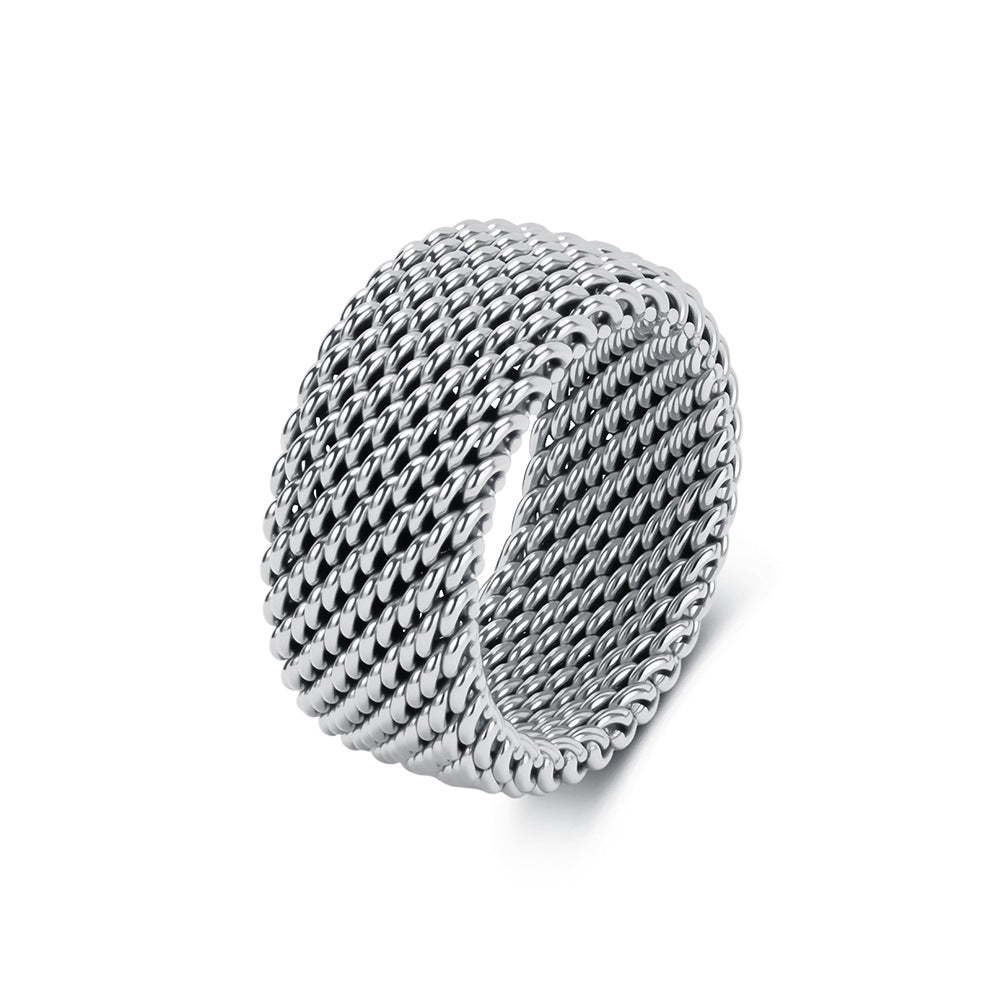 Planderful Everyday Genie Gold Plated Stainless Steel Woven Mesh Ring Unisex Statement Jewelry