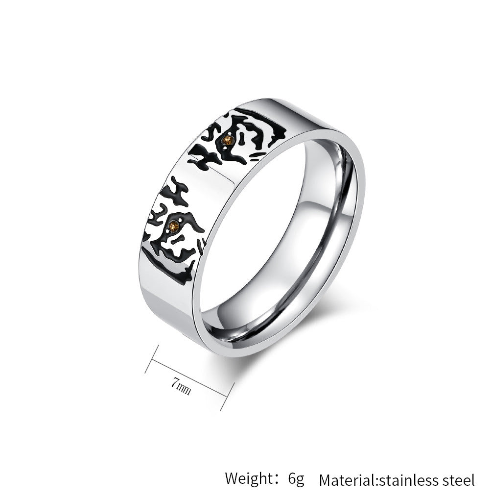 Planderful Everyday Genie Steel Ring Unisex Minimalist Stick Figure Animal Design Sizes To 12