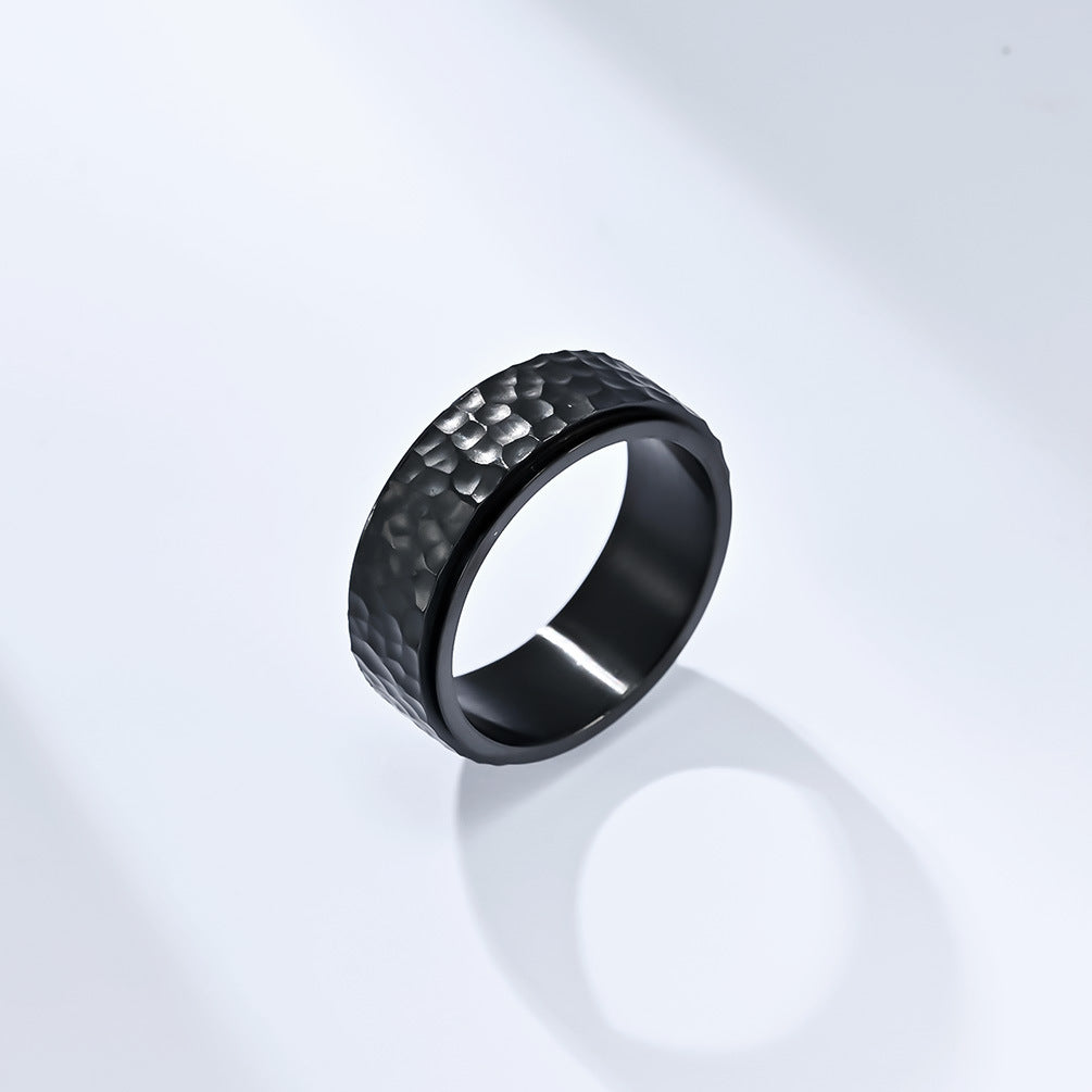 Planderful Titanium Steel Rotatable Ring With Honeycomb Pattern For Unisex Daily Wear
