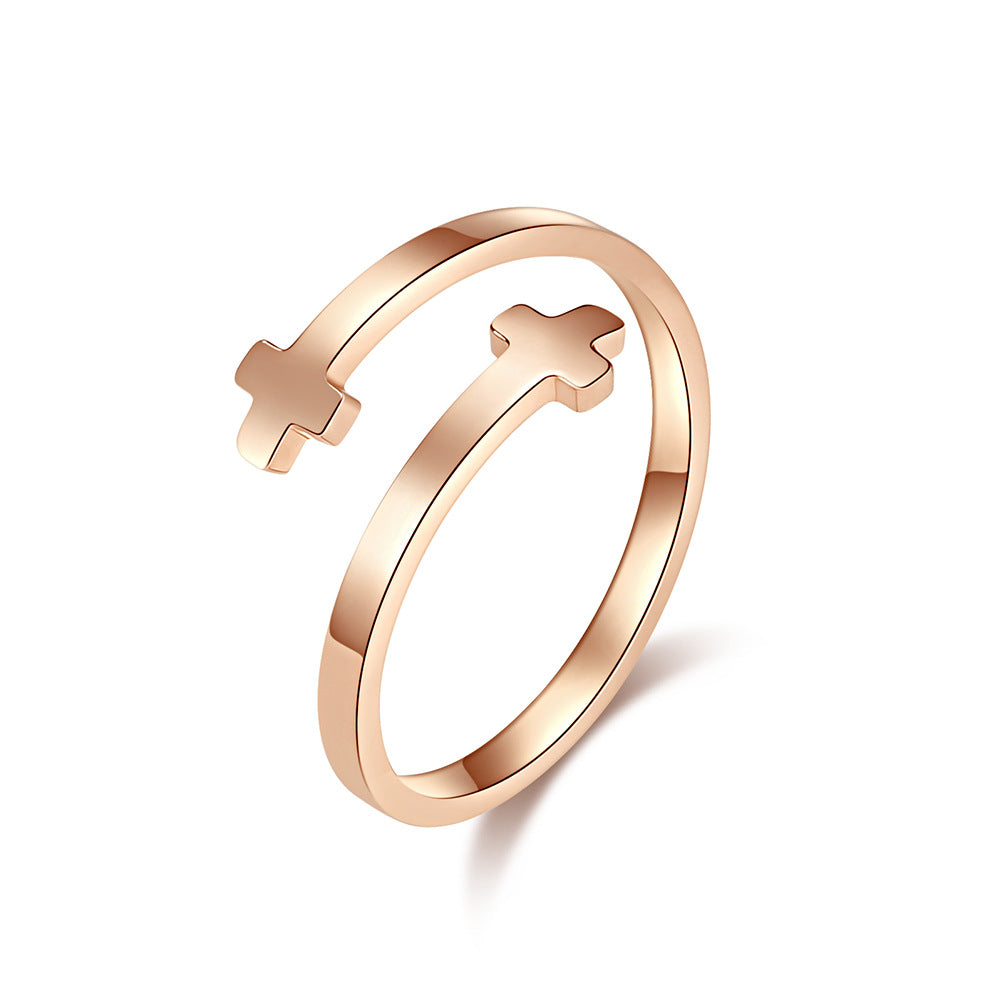 Opening Adjustable Stainless Steel Cross Ring – Women's Stainless Steel