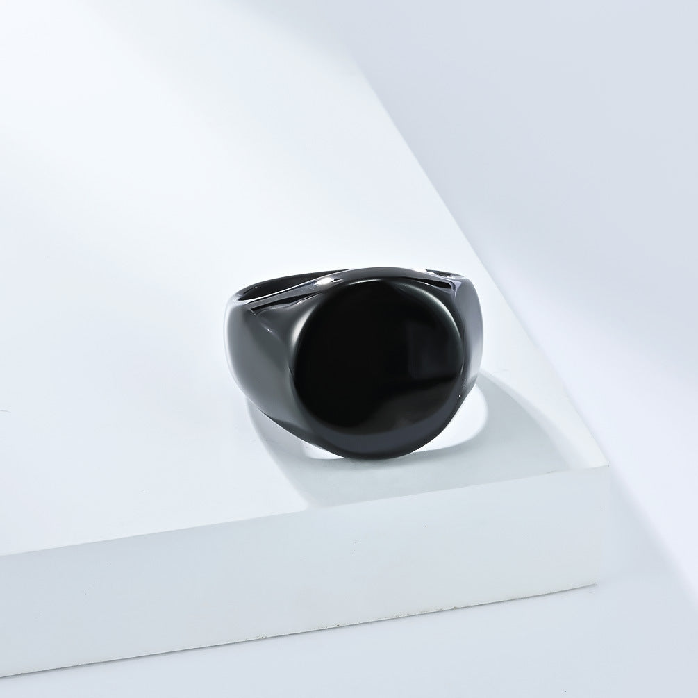 Titanium Steel Mens Ring Planderful Minimalist Seal Pattern Jewelry For Modern Gents