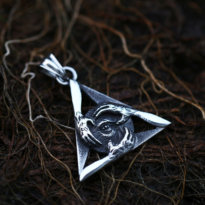 Titanium Steel Retro Devil's Eye Pendant for Men - European and American Inspired Jewelry