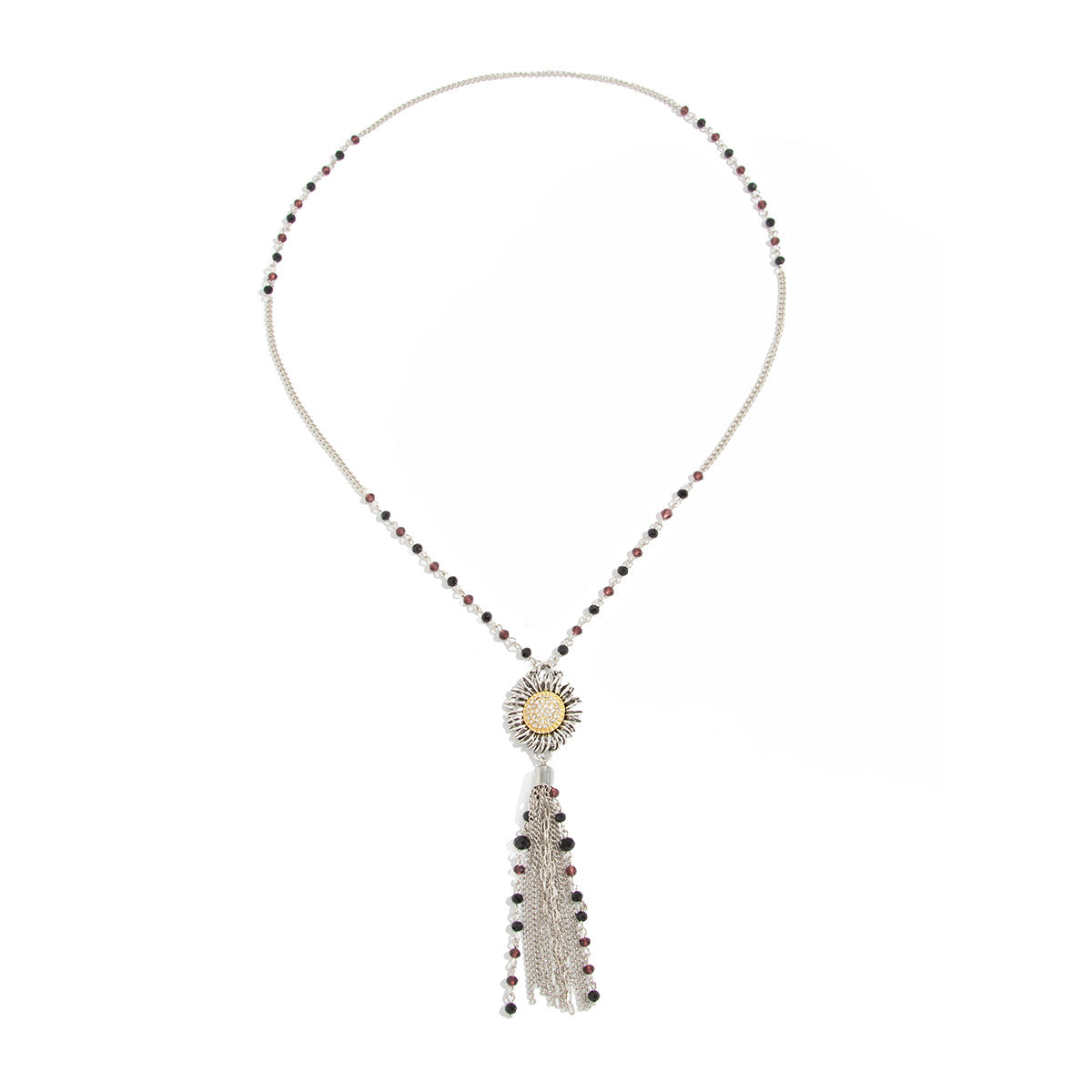 Antique Sunflower Crystal-Style Long Necklace
