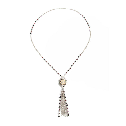 Antique Sunflower Crystal-Style Long Necklace