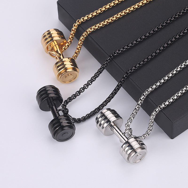 Planderful Barbell Necklace For Men Stainless Steel Gym Inspired Pendant Gift For Him