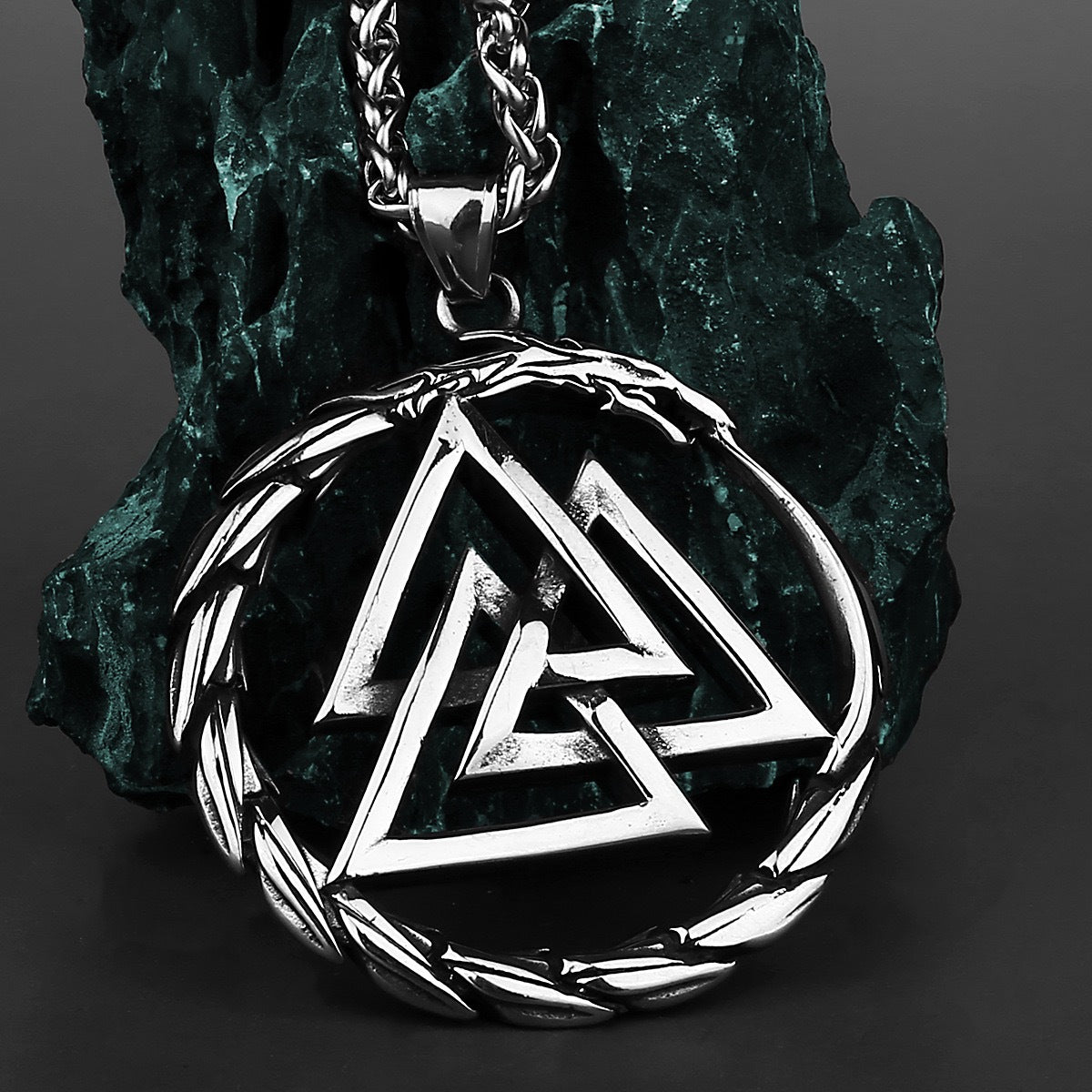 Titanium Steel Pendant Necklace Men's Fashion Jewelry High Sense Retro Rune Stainless Steel Ouroboros Pendant Personalized Accessories