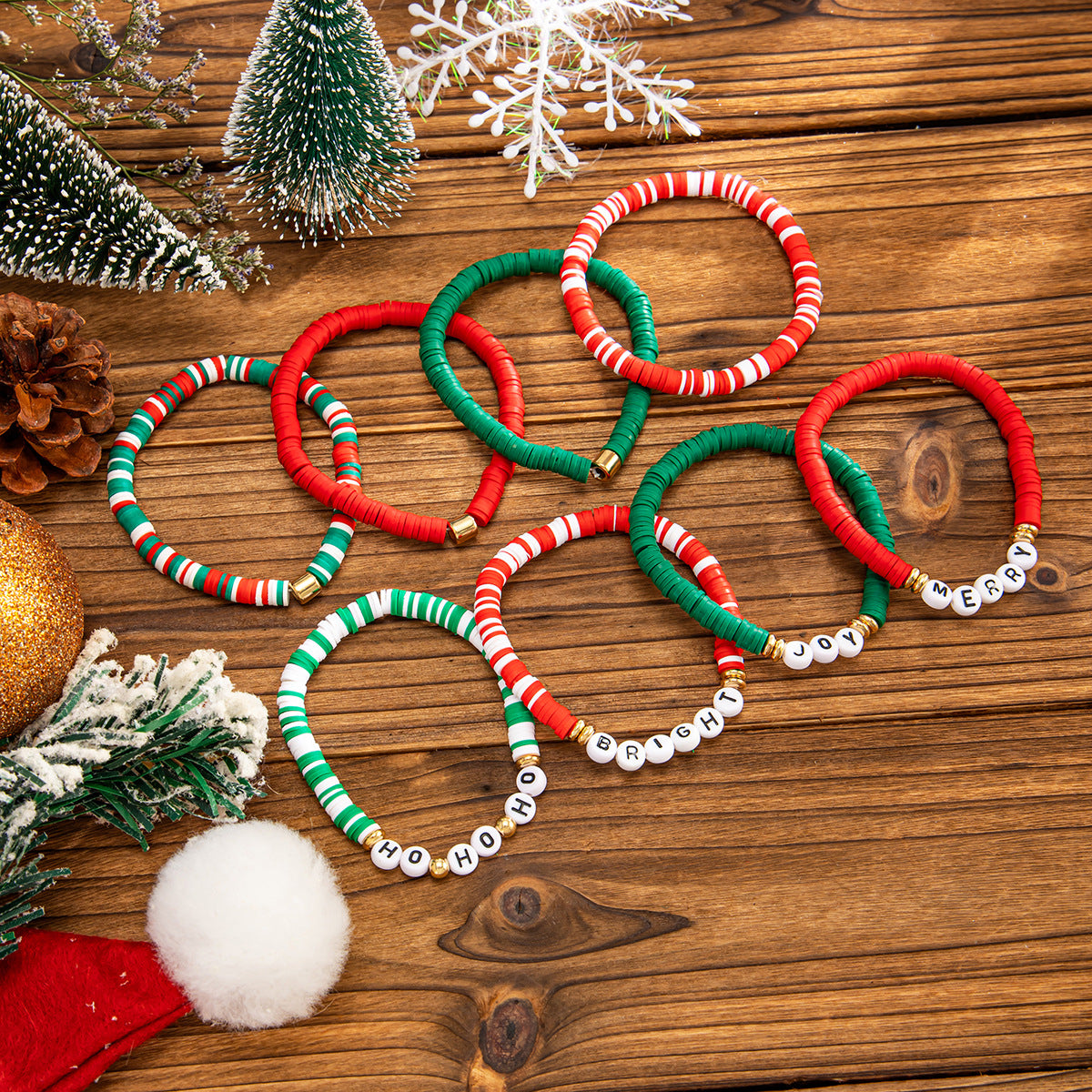 Planderful Collection Vienna Verve Elastic Beaded Christmas Bracelet For Women Gift For Her Festive Statement Jewelry