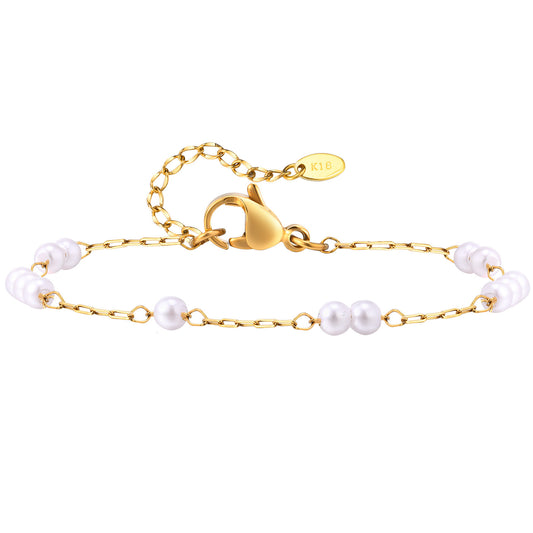 Jewelry Stainless Steel Imitation Pearl Bracelet Ladies Gold Simple INS Accessories Summer