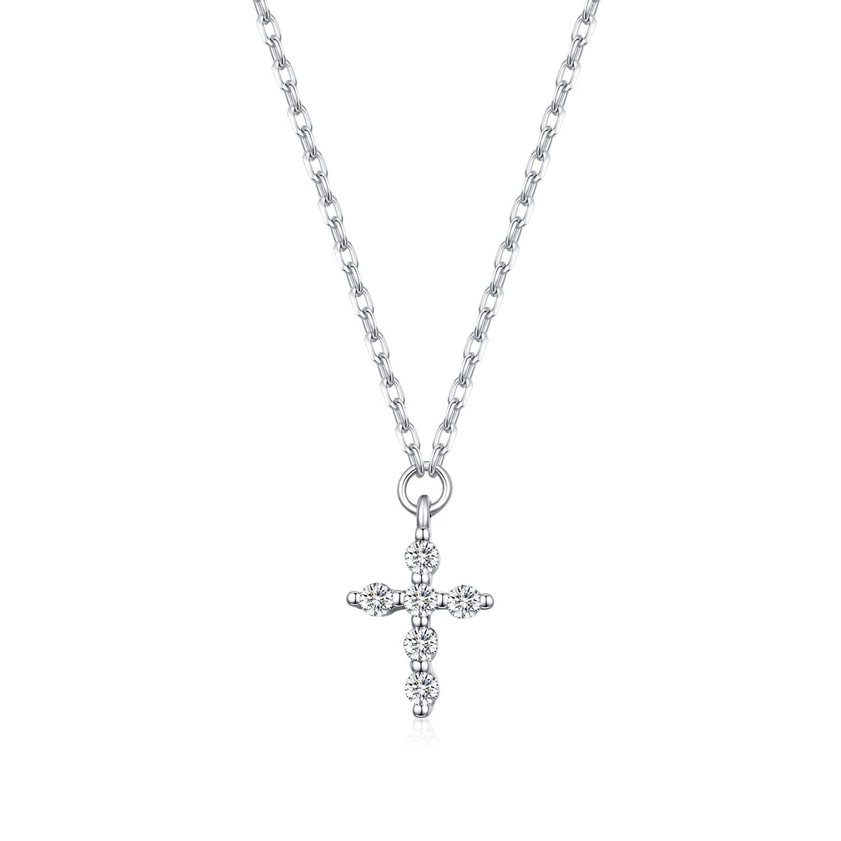 925 Sterling Silver 0.09 ct Cross Moissanite Necklace