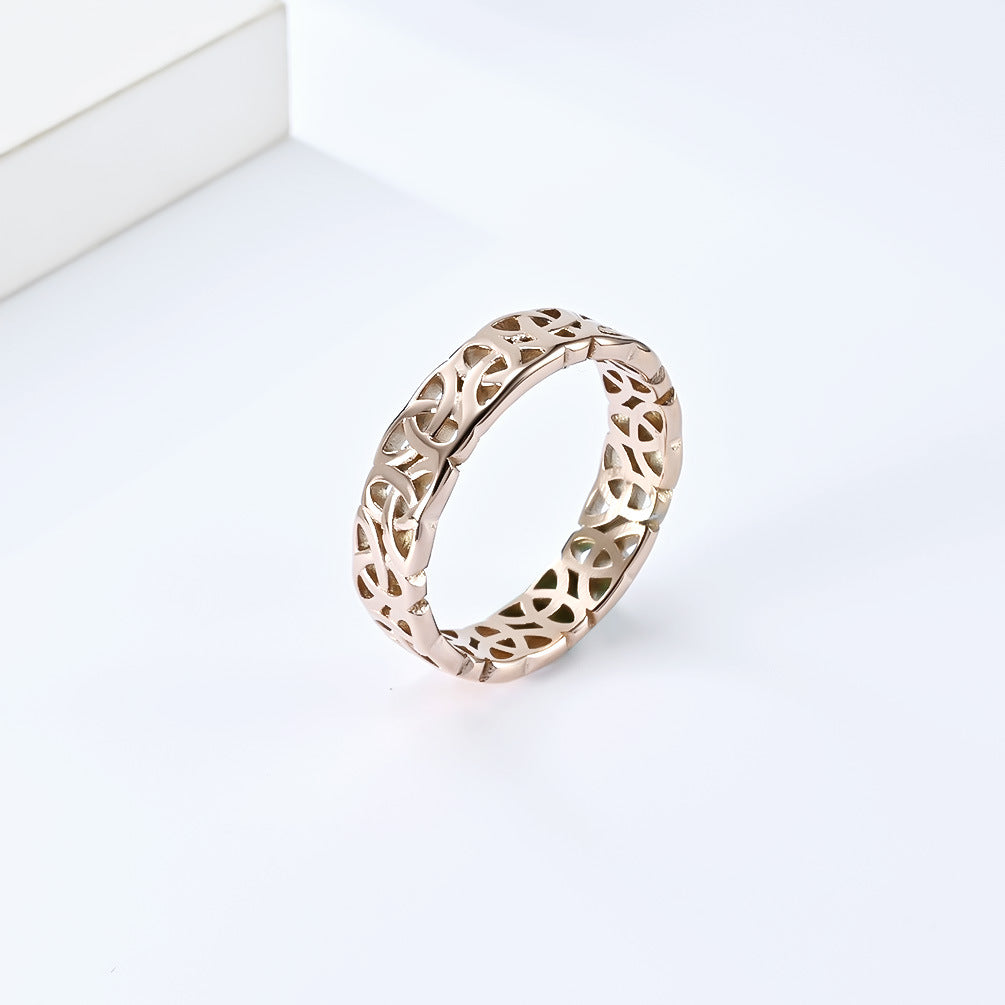 Planderful Titanium Steel Ring Unisex Nordic Viking Eternal Knot Cutout Design For Men And Women