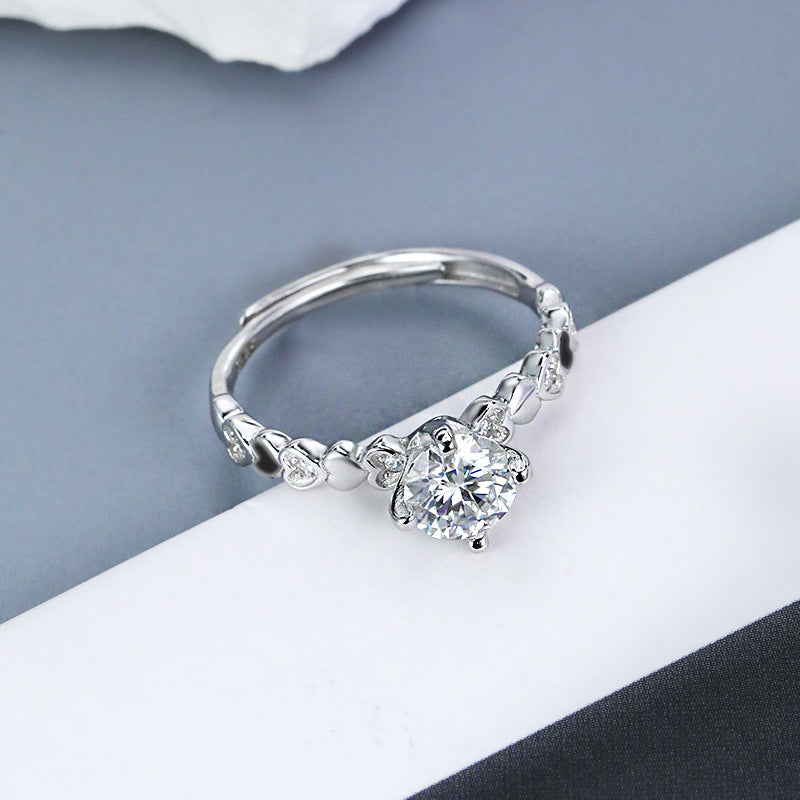 Heart Four-Claw 925 Sterling Silver Ring