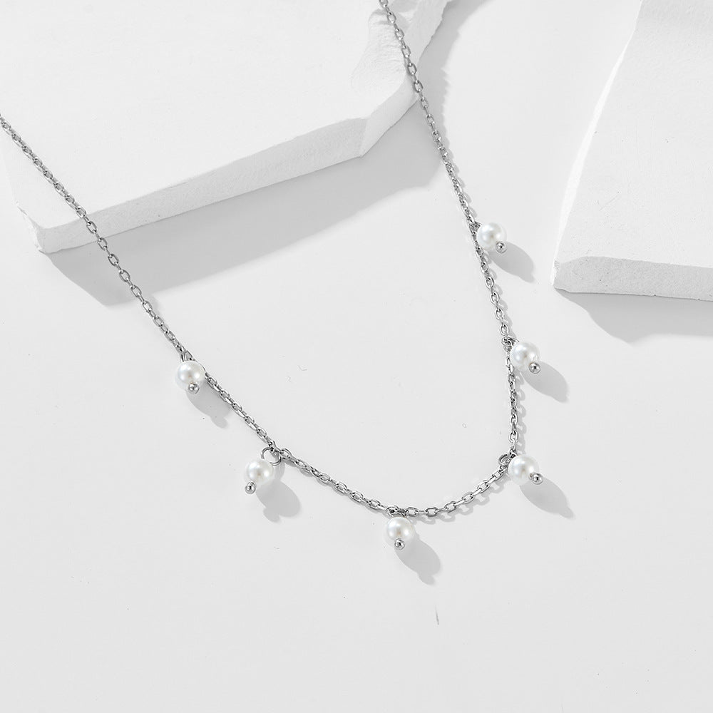 Retro Style Sterling Silver Necklace Shell Pearl High Elegant