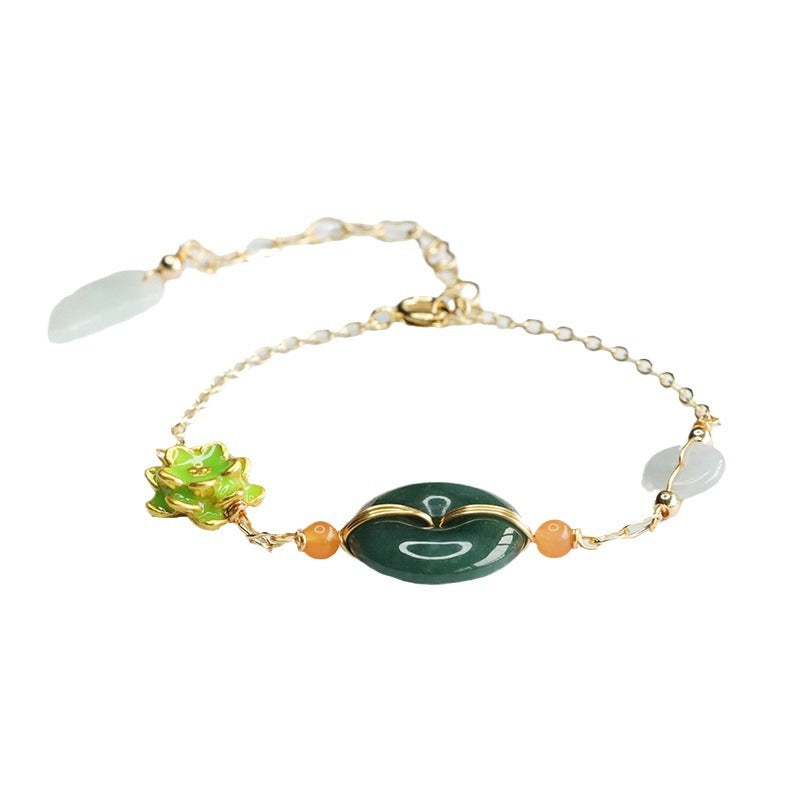 Blue Water Jadeite Peace Buckle 16 mm Bracelet