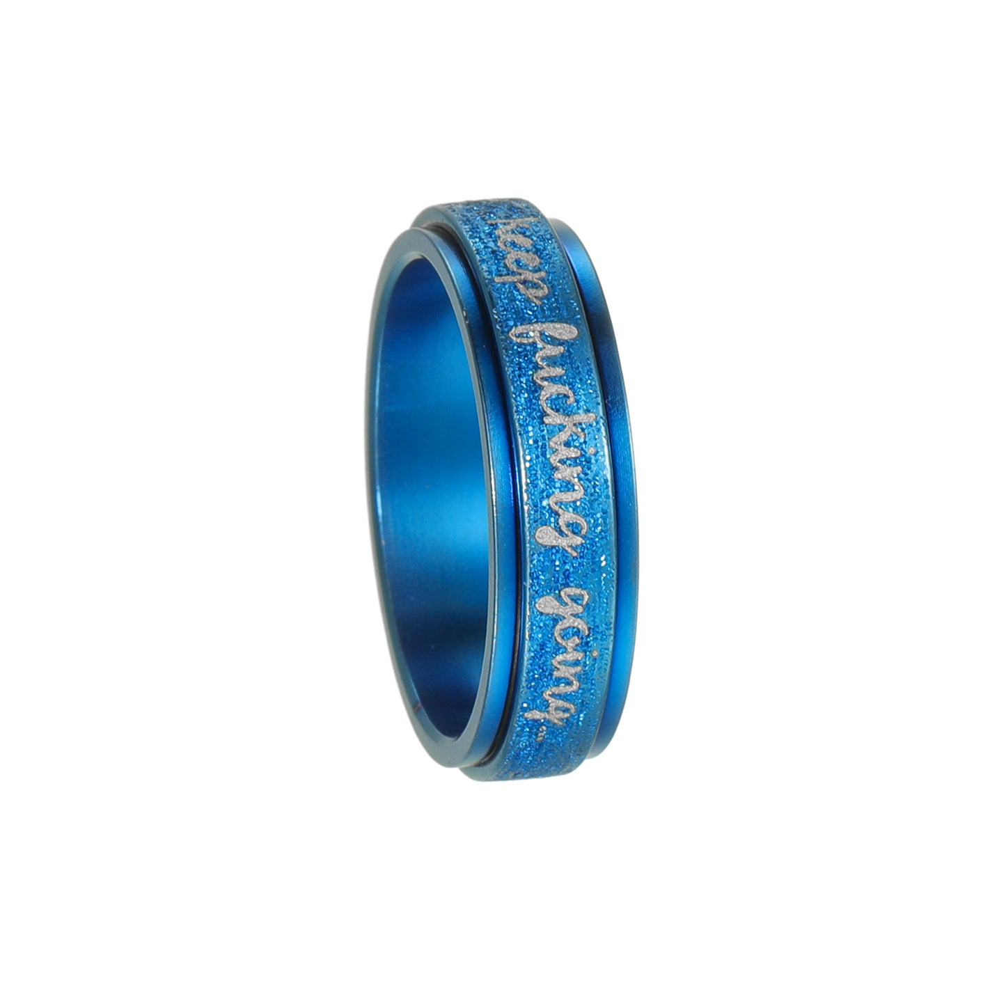 Planderful Collection Everyday Genie Rotatable Pearl Sand Titanium Steel Ring Unisex Durable For Men Women