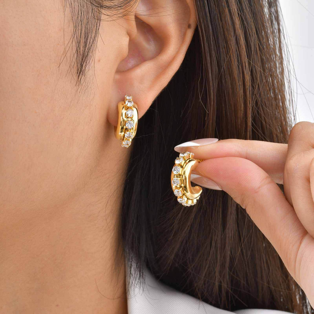 Stainless Steel Zircon Earrings