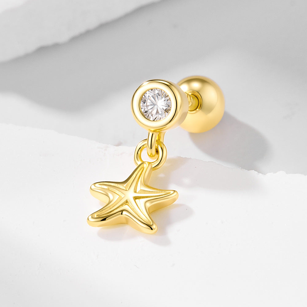 S925 Sterling Silver Version Puncture Internal Thread Body Auricle Puncture Earbone Stud Starfish Earrings