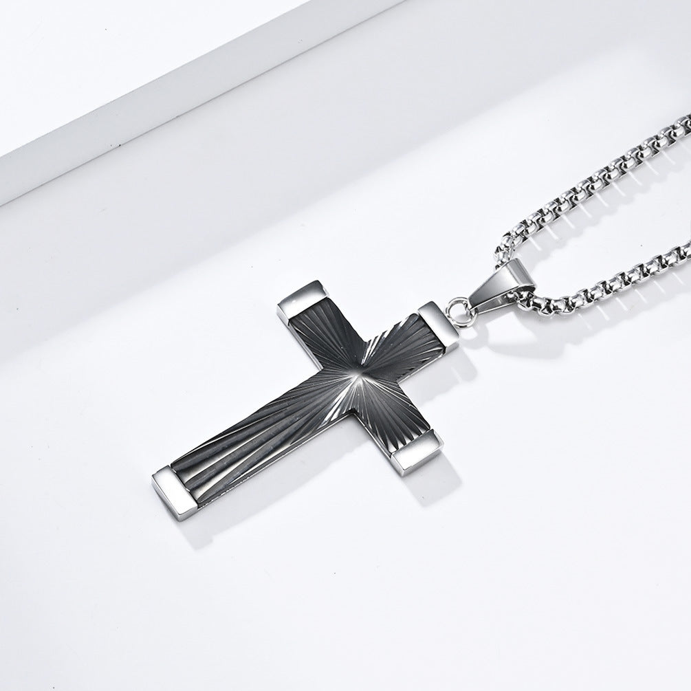 Cross-Border European and American Hip-Hop Titanium Steel Cross Necklace