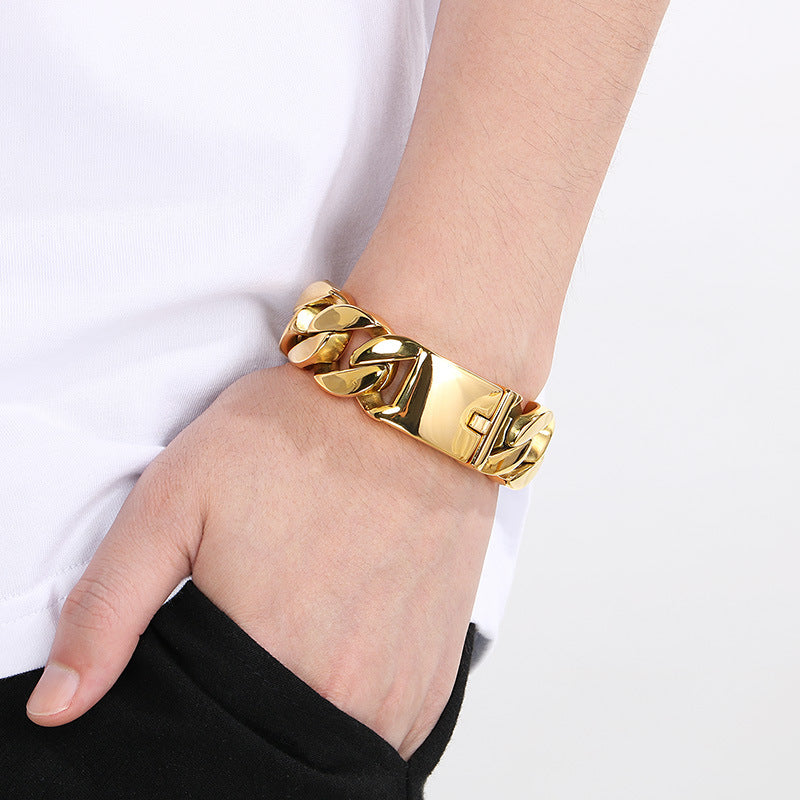 Planderful Cuban Chain Titanium Mens Bracelet Stylish