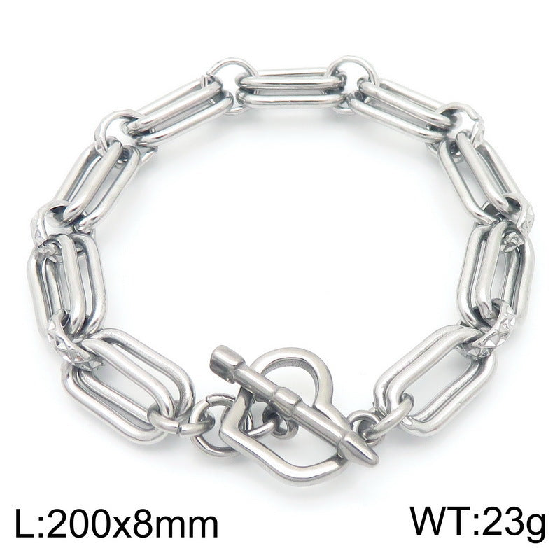 Planderful Men Stainless Steel Bracelet Double O Chain