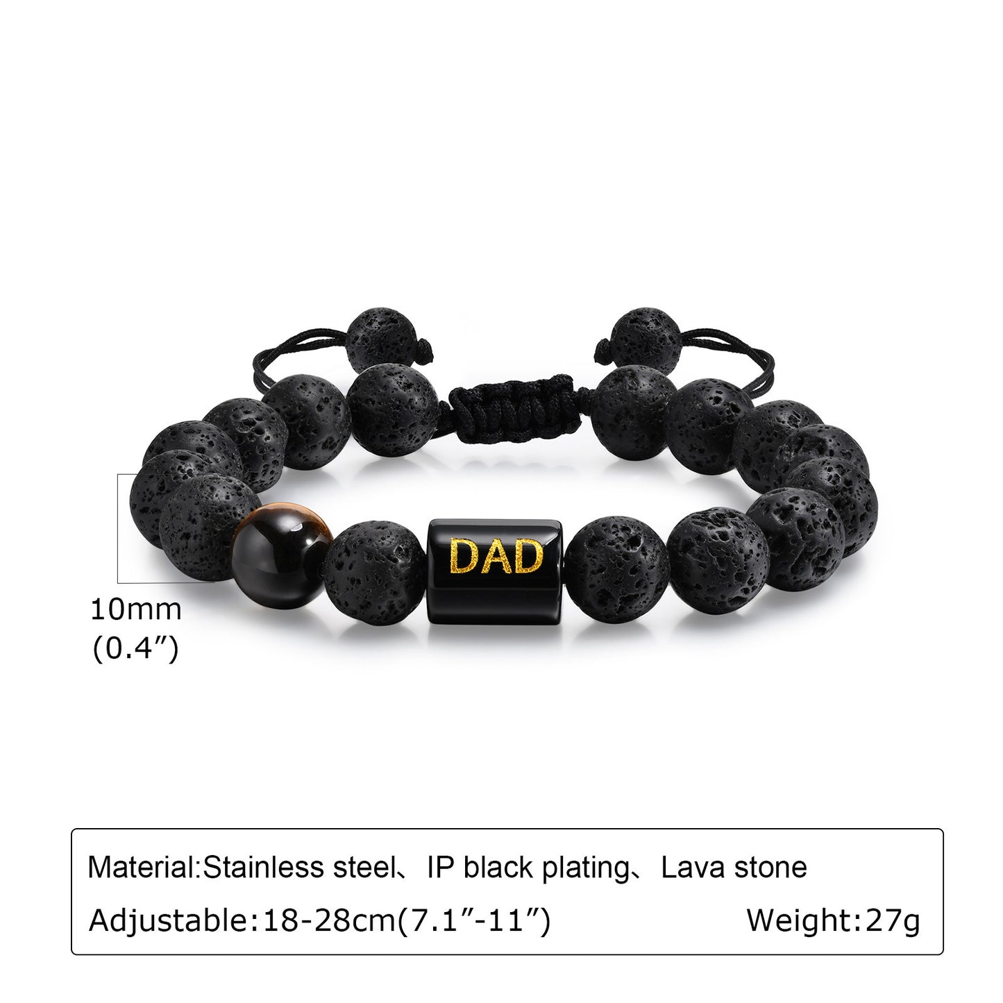Sports Style Men's Matte Agate Tiger's Eye Beaded Bracelet