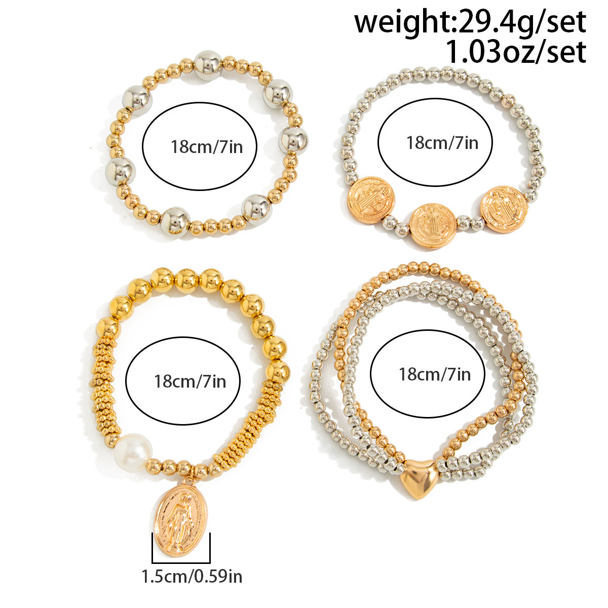 Planderful Vienna Verve Heart Shaped Beaded Bracelet For Women Elastic Vintage Faux Pearl Beads