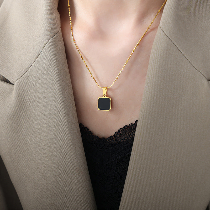 Luxury Square Pendant Clavicle Chain in Titanium Steel - Everyday Genie Collection