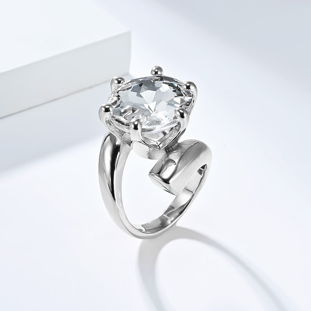 Planderful Zircon Ring For Women Gold Plated Titanium Steel Exaggerated Luxury Temperament