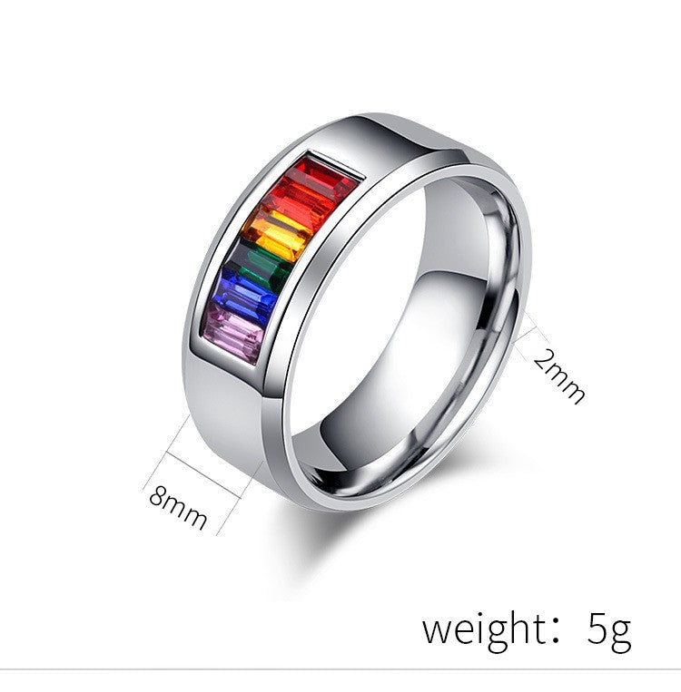Steel Ring - Minimalist Rainbow Color Band