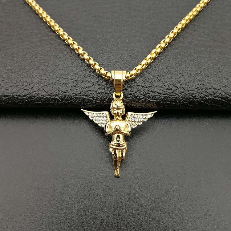 Zircon Necklace – Statement Prayer Angel Pendant