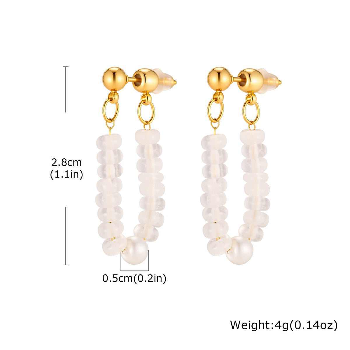 Aqua Stone Bead & Pearl Loop Drop Earrings