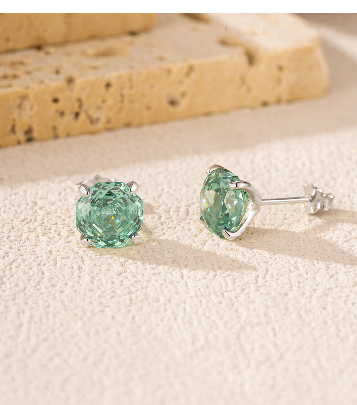 925 Sterling Silver Paraiba-Color Rose-Cut Stud Earrings
